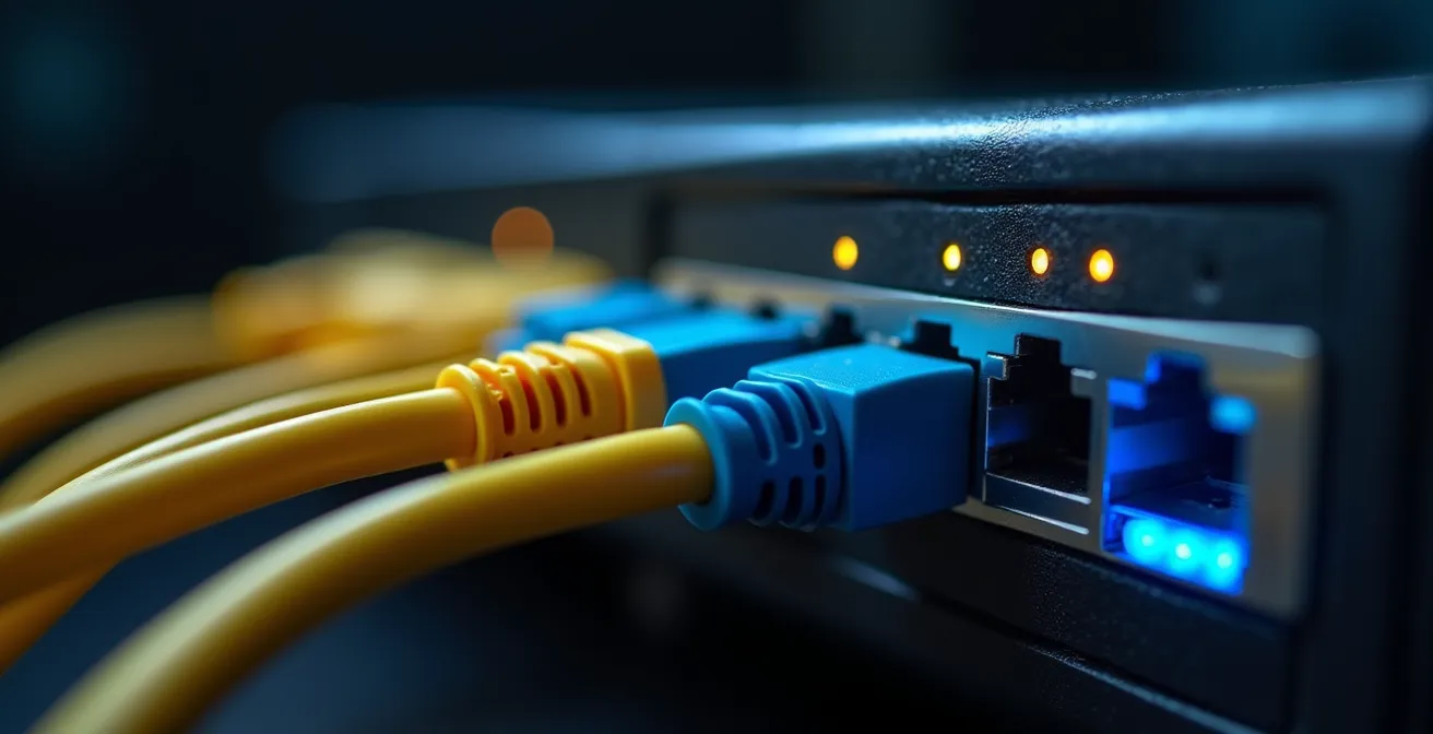 Router professionale con interfaccia QoS configurata per prioritizzare il traffico VoIP