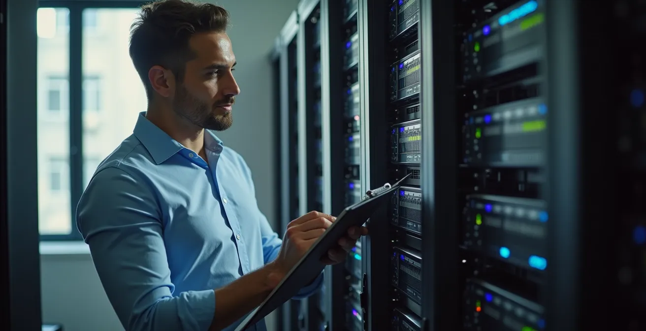 Vista frontale di un rack server con visualizzazione dello spazio allocato per l'espansione