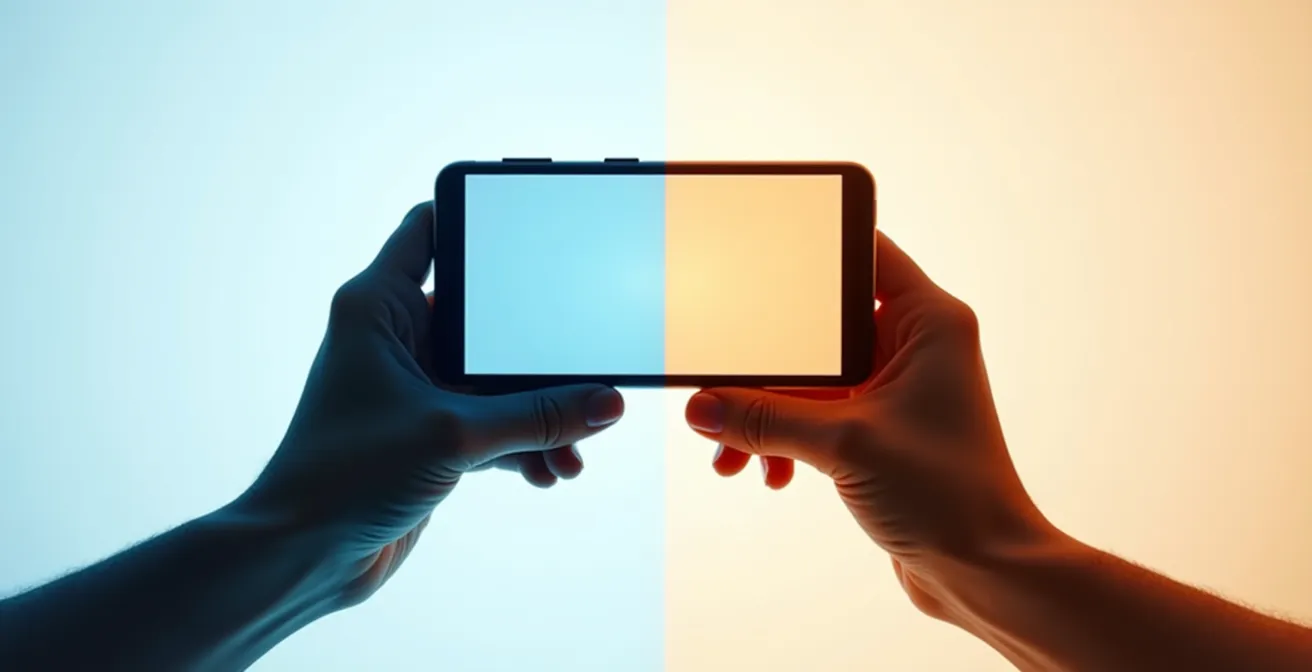 Smartphone Android che mostra visivamente la separazione tra area di lavoro aziendale e spazio personale