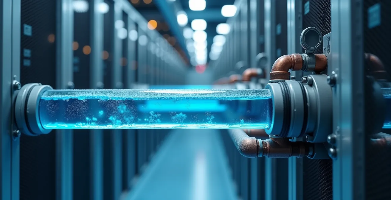 Sistema di raffreddamento liquido per chip con tubi e fluidi dielettrici